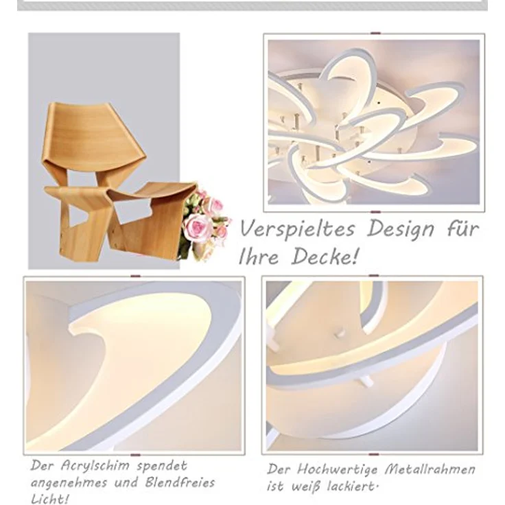 Eurotondisplay LED Deckenleuchte 2127-12 Ø 100 cm 108W mit Fernbedienung Lichtfarbe/Helligkeit einstellbar Acryl-Schirm weiß lackierte Metallrahmen – Bild 4