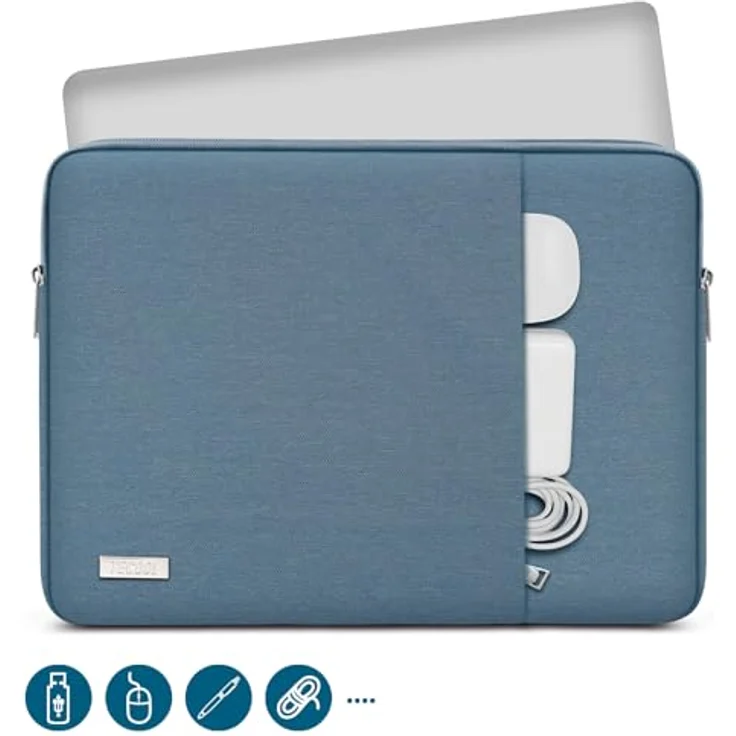 TECOOL Laptoptasche 16 Zoll, wasserdichte Laptop Hülle für MacBook Pro 16 M4/M3/M2/M1 (2019-2024), kompatibel mit Lenovo Thinkbook, Dell und HP, Denim Blau – Bild 2