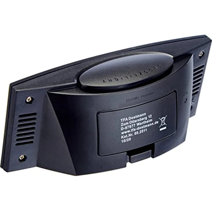 TFA Dostmann Digitaler Funk-Wecker, 60.2511, Zeitzone, manuell einstellbar, Uhrzeit/Wochentag und Datum, schwarz/silber, L 128 x B 43 x H 55 mm – Bild 3