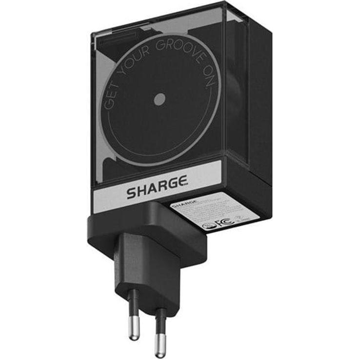SHARGE Retractable 65W Charger, kompaktes Schnellladegerät mit integriertem USB-C-Kabel und Dual-Port-Design, schwarz