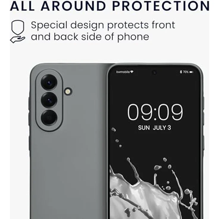 kwmobile Handyhülle für Samsung Galaxy A56 5G - Weiche Silikon Schutzhülle mit metallischem Effekt, Rutschfest, Metallic Grau – Bild 5