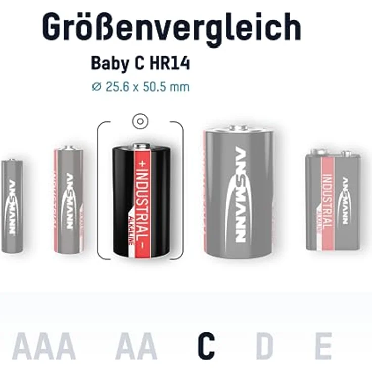 ANSMANN Industrial Alkaline Batterie Baby C LR14 Longlife Alkalibatterie Industriebatterie für hohen Strombedarf (10er Pack) – Bild 3