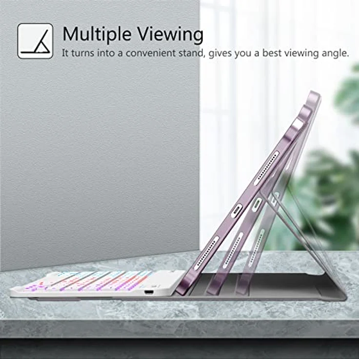 FINTIE Tastatur Hülle für iPad Air 11 Zoll 2024, Magnetisch Abnehmbares Keyboard mit DIY Hintergrundbeleuchtung, Deutsches QWERTZ Layout, Lavendel – Bild 5