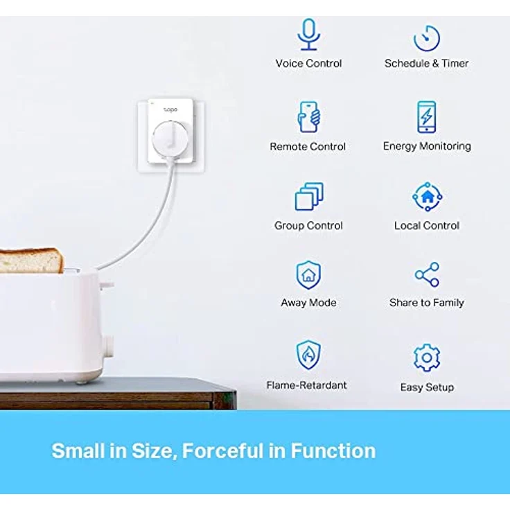 TP-Link Tapo Smart WLAN Steckdose Tapo P110 mit Energieverbrauchskontrolle, Smart Home Alexa Steckdose, funktioniert mit Alexa, Google Home, Sprachsteuerung, Fernzugriff, Mini, 2 pack – Bild 2