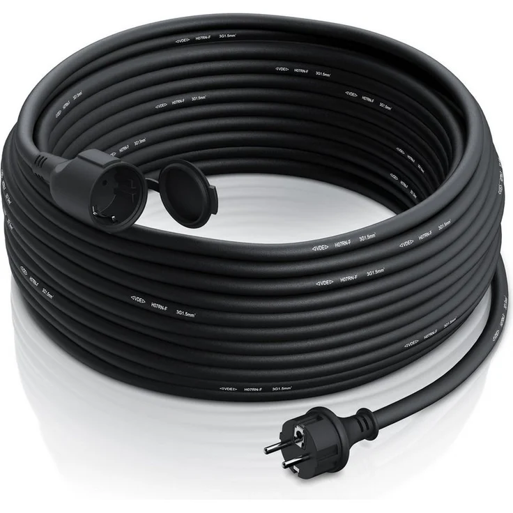 Brandson Verlängerungskabel, Typ F (Schuko), (3000 cm), Stromkabel Verlängerung für den Außenbereich 3500W, Outdoor, IP44, 30m, Schwarz