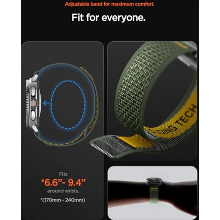 Spigen Athlex Air Armband für Samsung Galaxy Watch 8 44mm/40mm, 8 Classic 46mm (2025) - Hochwertiges Stoffarmband mit sicherem Klettverschluss, Actives Grün – Bild 5