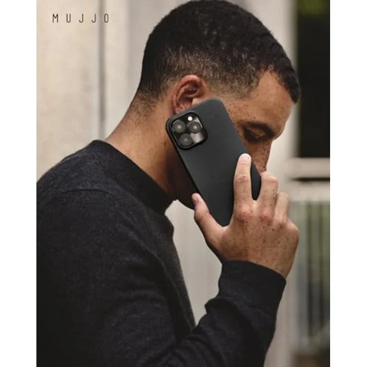 Mujjo Leather Case iPhone 16 Pro Schwarz - Hochwertige Lederhülle mit MagSafe-Unterstützung und ultra-langlebigem Schutz – Bild 2