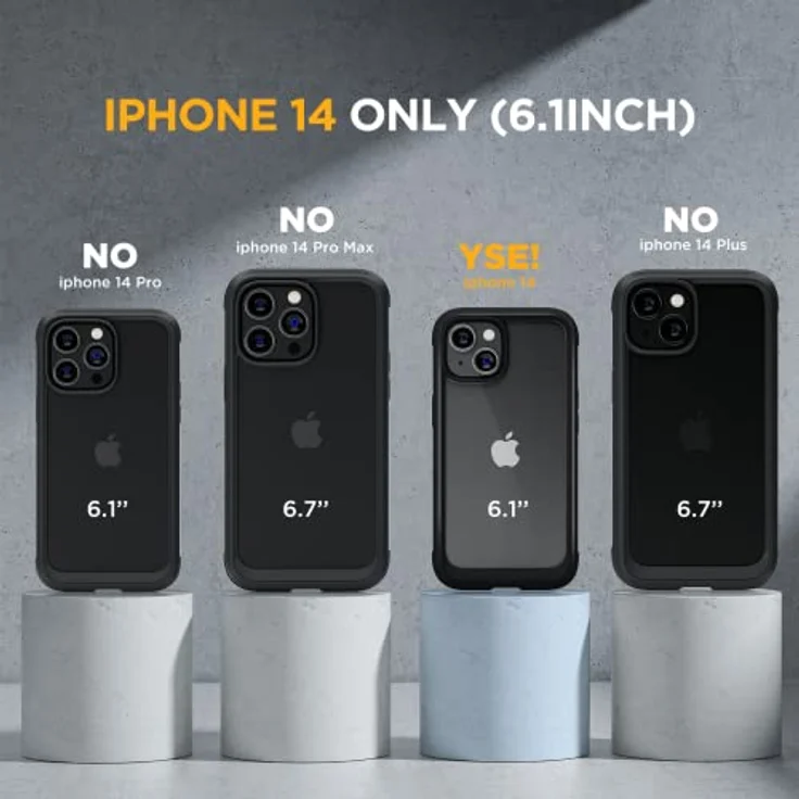 Miracase 360 Grad Hülle für iPhone 13/14 (6.1 Zoll), Ganzkörper Schutzhülle mit 9H-Glas Displayschutz, stoßfest und kratzsicher, Schwarz – Bild 2