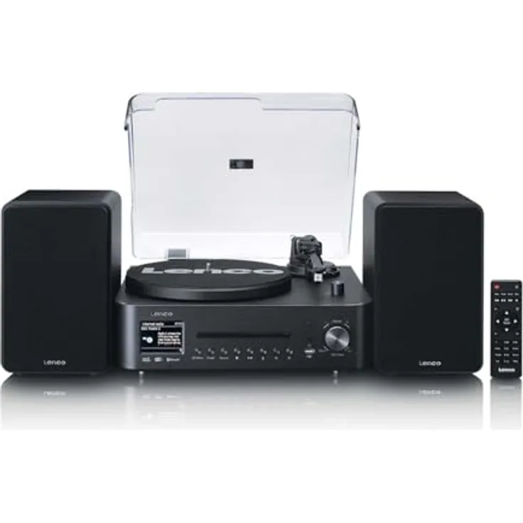 Lenco MC-760BK, HiFi-Stereoanlage mit DAB+, CD, MP3, Plattenspieler, Bluetooth 5.3, Schwarz