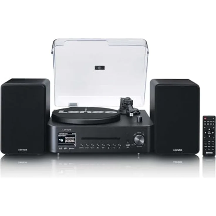 Lenco MC-760BK, HiFi-Stereoanlage mit DAB+, CD, MP3, Plattenspieler, Bluetooth 5.3, Schwarz – Bild 1