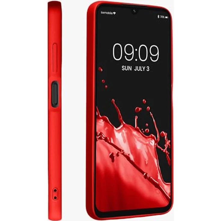 kwmobile Handyhülle für Samsung Galaxy A05s - Silikon Case mit metallischem Schimmer in Metallic Dunkelrot - flexible, rutschfeste Schutzhülle – Bild 4