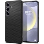 Spigen Liquid Air Hülle Kompatibel mit Samsung Galaxy S24 -Schwarz, Gemustertes TPU, Air Cushion Technologie, Spider Web, Schutzrand