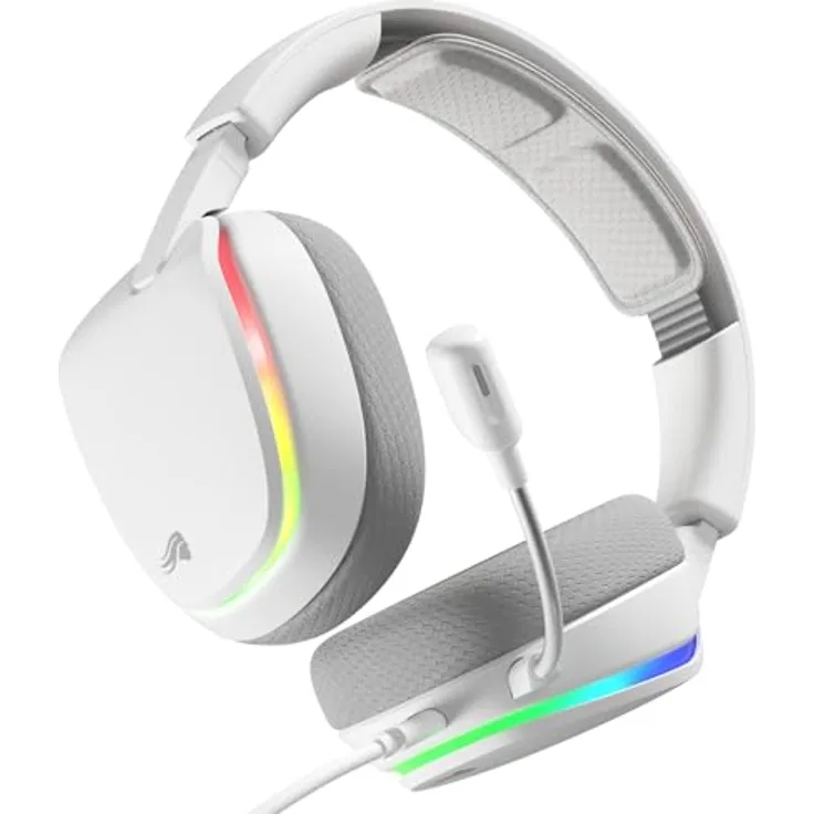 GLORIOUS GHS Eternal RGB, Stereo-RGB-Gaming-Headset für PC, PS5, PS4, Switch, abnehmbares Mikrofon, USB-C, langlebig, ganztägiger Weiß