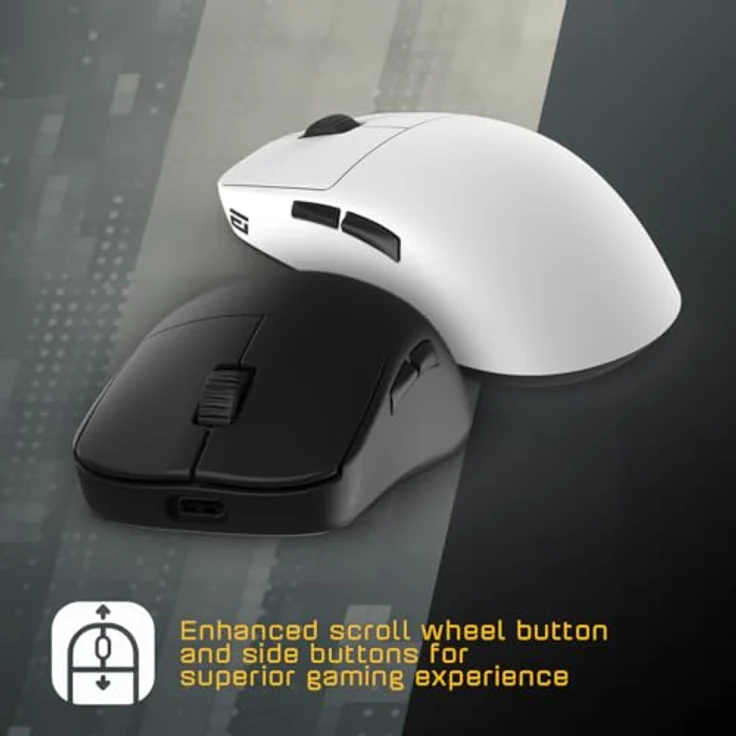 ENDGAME GEAR OP1we Wireless Gaming-Maus, CompX CX52850 Mikrocontroller, Pixart PAW3370 Optischer Sensor, Mod-freundlich, Hybrid-Skate-Design, Claw-Grip, 58,5 g, Schwarz – Bild 4
