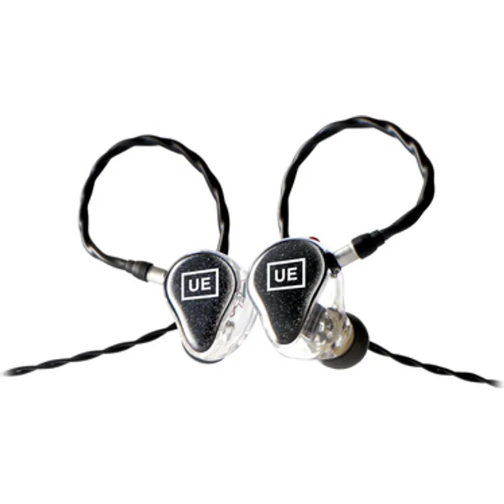 Ultimate Ears UE 250, 2-Wege In-Ear-Kopfhörer mit bassbetontem Klang, transparent mit silberglitzerndem schwarzem Faceplate