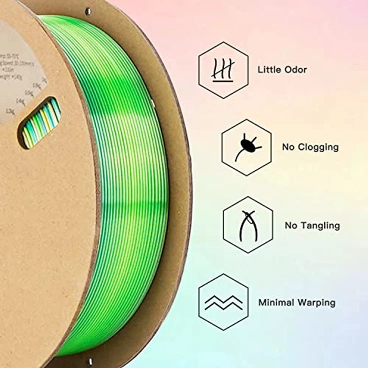 ERYONE Ultra Shiny Silk PLA Filament 1.75mm, Multicolor Rainbow Fast Color Gradient, 1kg Spule, hohe Druckqualität – Bild 4