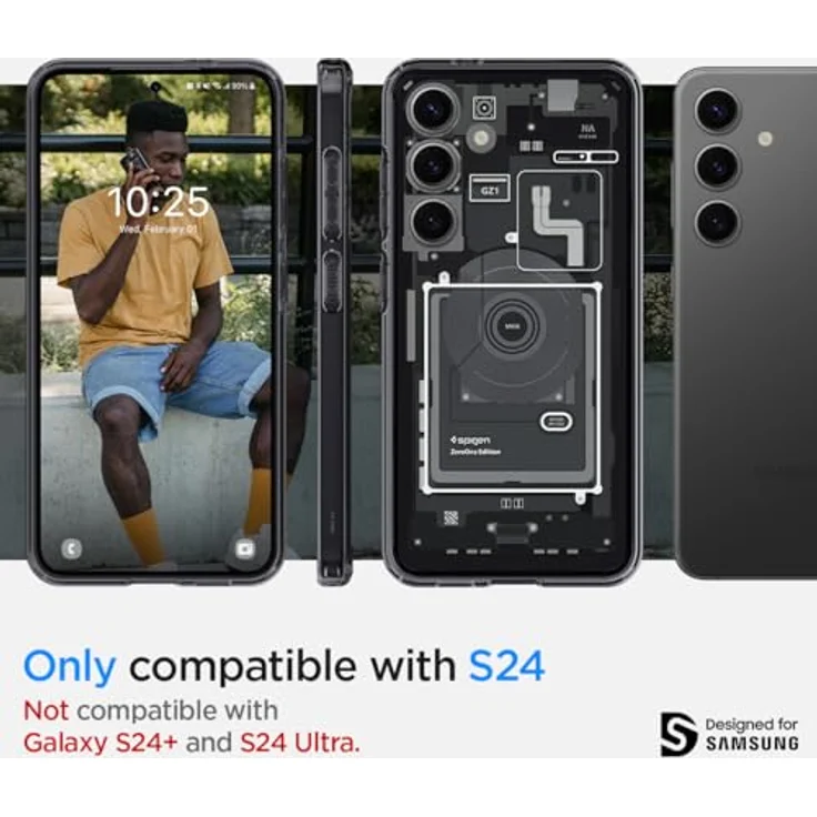 Spigen Ultra Hybrid Zero One Handyhülle für Samsung Galaxy S24 - PC Platte und TPU-Rahmen, Schutzrand für Display und Kamera, Air Cushion Technologie, maßgeschneidert, transparent – Bild 2