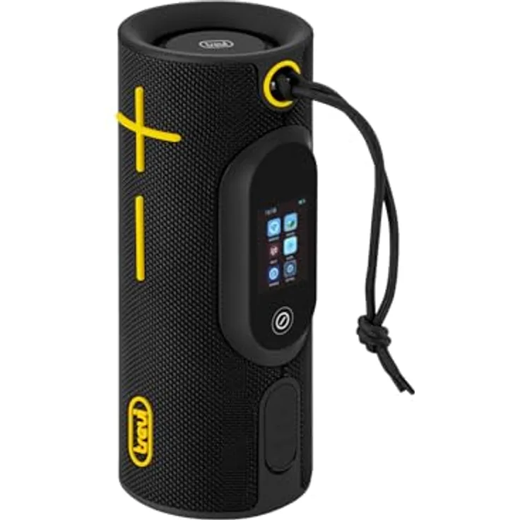 Trevi XSC 8B30 BD, Tragbarer Bluetooth-Lautsprecher 20 W mit Multi-Room-Funktion, 2-Zoll-Touch-Display, TWS, USB/MicroSD-Player, Equalizer, wiederaufladbarer Akku mit USB-C-Aufladung