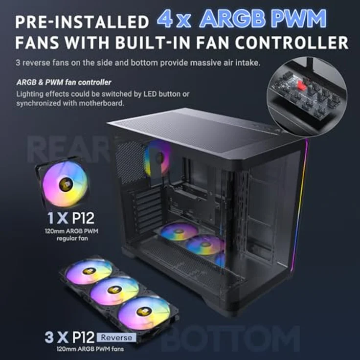 Antec Geh C5 Curve ARGB Midi Tower, PC Gehäuse in schwarz mit RGB-Beleuchtung – Bild 6