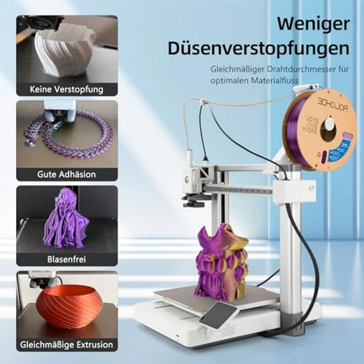 3DHoJor Silk PLA Filament 1.75mm, 1KG Lila-Gold Zweifarbig, seidiger Glanz, hohe Kompatibilität für FDM-Drucker – Bild 4