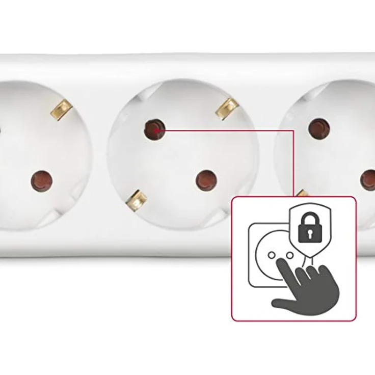 Hama Steckdosenleiste 6-fach (Mehrfachsteckdose mit Save Energy-Schalter zum Stromsparen, Steckplätze 45 Grad gedreht, inkl. Kindersicherung, Kabel 5m, GS geprüft) weiß – Bild 3