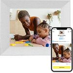 Aura Mason Intelligenter digitaler Bilderrahmen 9 Zoll HD WLAN Cloud Digitaler Fotorahmen, Kostenloser unbegrenzter Speicherplatz, Fotos von überall aus senden – White Quartz