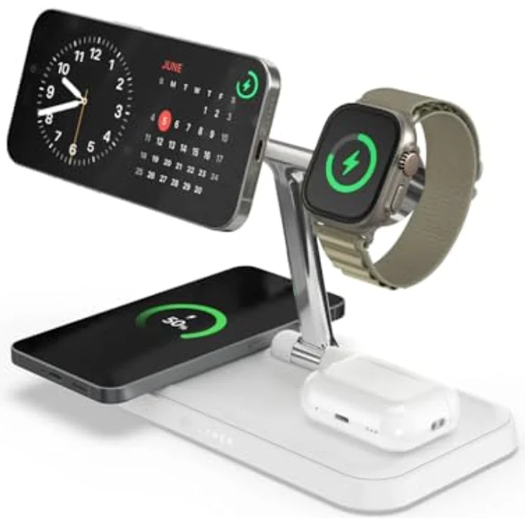 Targus HyperJuice QI2 4-in-1 Charging Stand, Wireless Charger mit 15 W Qi2, faltbares Design und 45-W-Netzteil – Bild 1