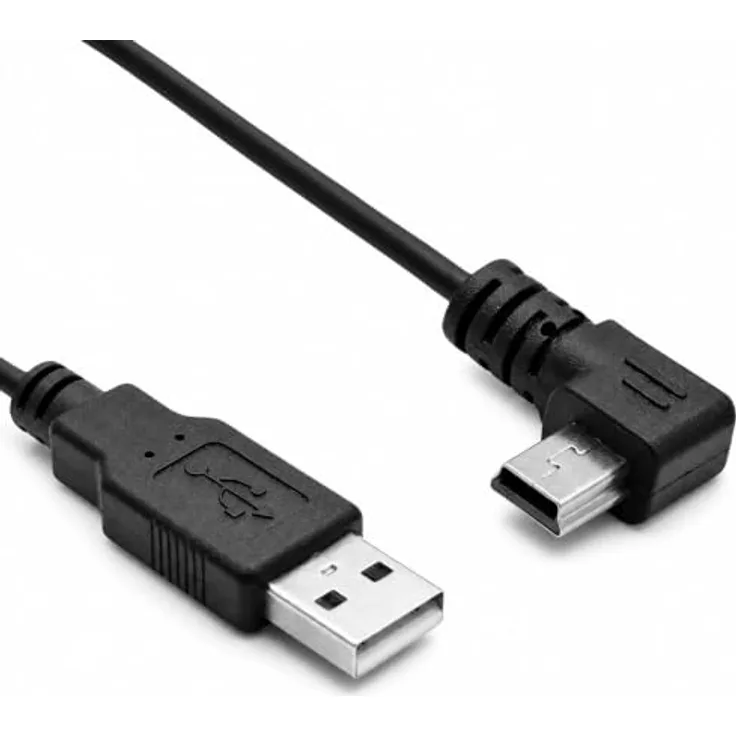 Bolwins K12 Mini USB Kabel, 30cm USB 2.0 A auf Mini USB 5-Pin, links abgewinkelt, Daten- und Ladekabel für Digitalkamera, GPS, MP3 Player