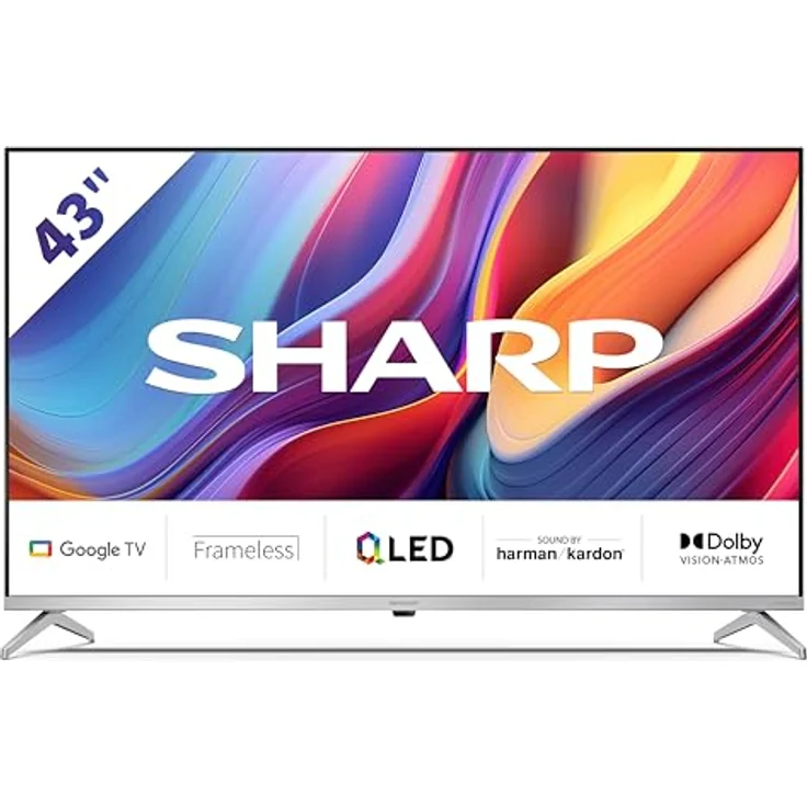 Sharp 43GP6265E, 43 Zoll QLED Fernseher mit 4K Ultra HD, Google TV, Dolby Vision & Atmos, HDMI 2.1, Chromecast, Harman/Kardon Sound, rahmenlos – Bild 1