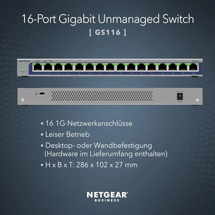 NETGEAR GS116V3, Switch mit 16 Gigabit-Ports für zuverlässige Netzwerkverbindungen – Bild 3