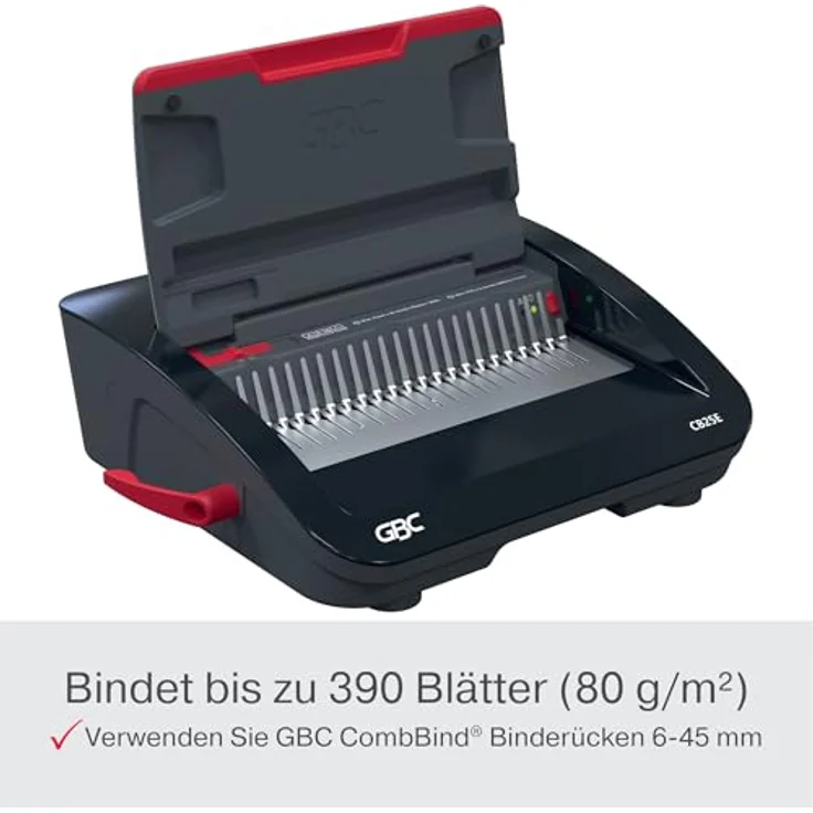 GBC CombBind CB25E, Elektrisches Bindegerät mit hoher Bindekapazität für 390 A5/A4-Blätter, stanzend bis zu 25 Blatt, staufreies Design, schwarz/silber, 4410064 – Bild 3