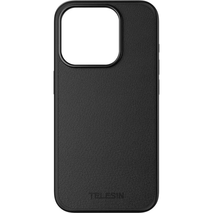 Telesin Magnetic Filterrahmen-Gehäuse für iPhone 15 Pro Max, Smartphone Hülle aus strapazierfähigem ABS und Leder, Schwarz