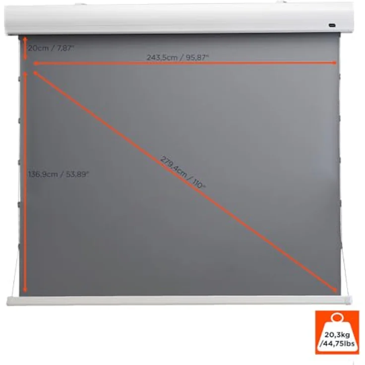 celexon HomeCinema Motorleinwand Tension 243x 136 cm 110'' - Dynamic Slate ALR – Bild 4