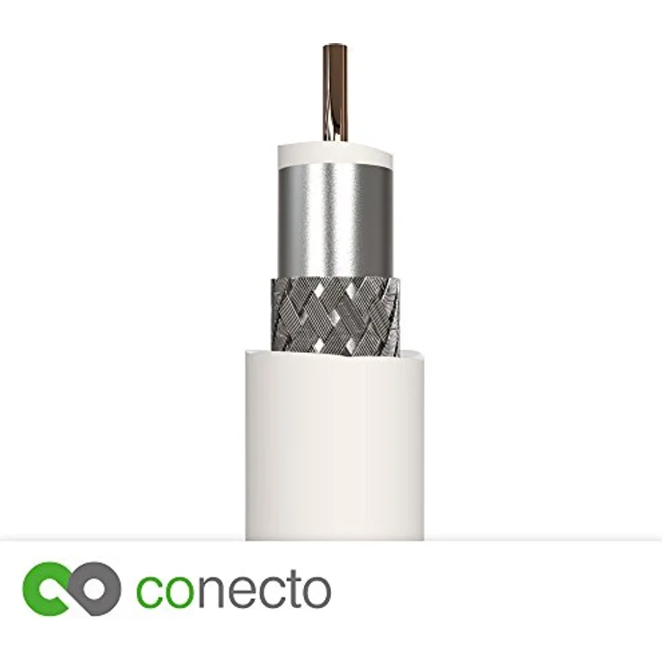conecto Sat-Kabel, Antennen-Kabel, Koaxial-Kabel, F-Stecker auf F-Stecker, doppelt geschirmt, 0,50 m, weiß – Bild 5