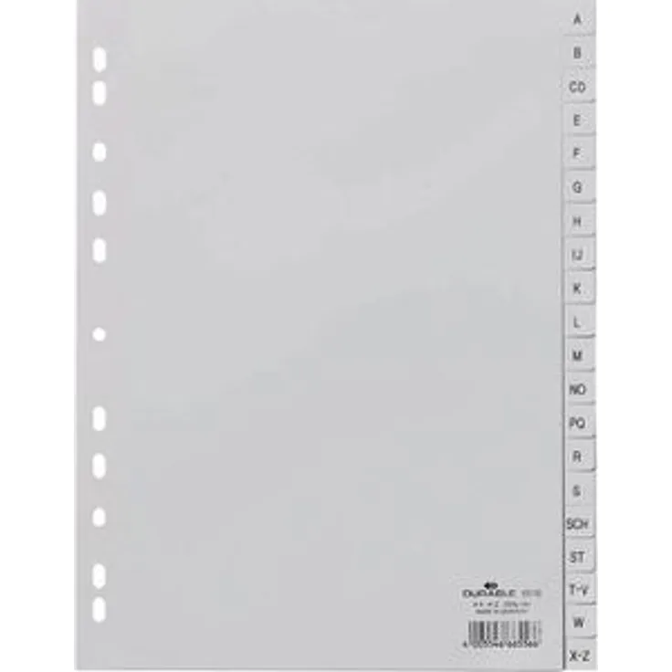Durable 6510-10 Register Kunststoff A-Z, A4, 20-teilig, grau