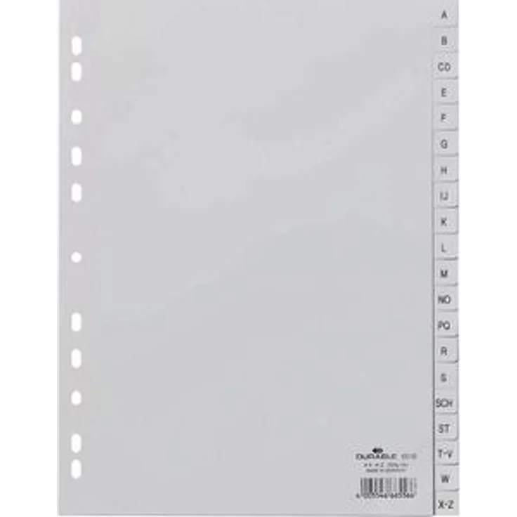Durable 6510-10 Register Kunststoff A-Z, A4, 20-teilig, grau – Bild 1