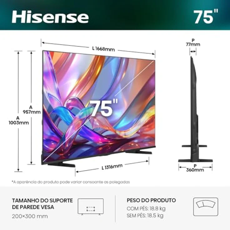 Hisense 75E7S (2026), 75" VA QLED 4K UHD Fernseher mit Dolby Atmos, Schwarz – Bild 4