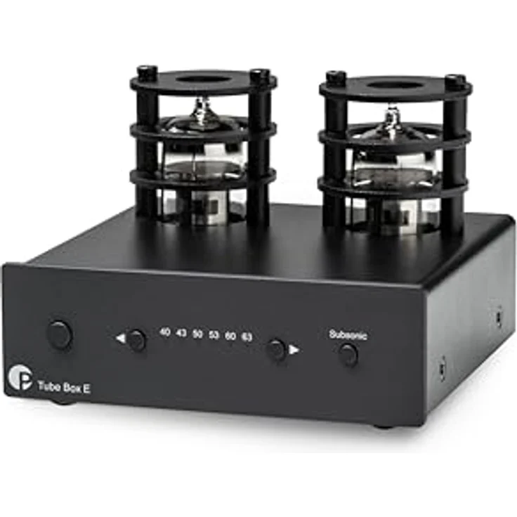 Pro-Ject Tube Box E, Volldiskreter Röhren Phono-Vorverstärker mit einstellbarer Verstärkung, Subsonik Filter und 2x austauschbaren ECC83 Röhren, schwarz – Bild 1