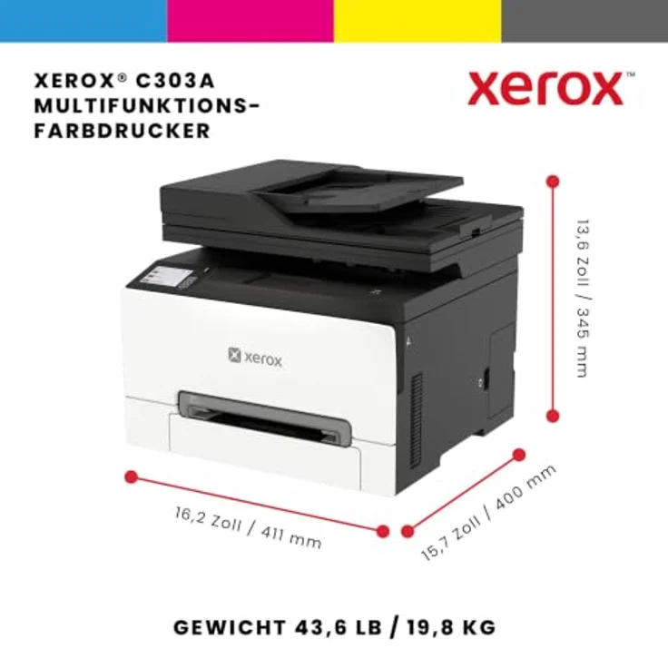 Xerox C303a Multifunktionsdrucker, Laser, Farbdruck, 2400 x 600 DPI, A4, Duplex, WLAN, Weiß und Schwarz – Bild 2