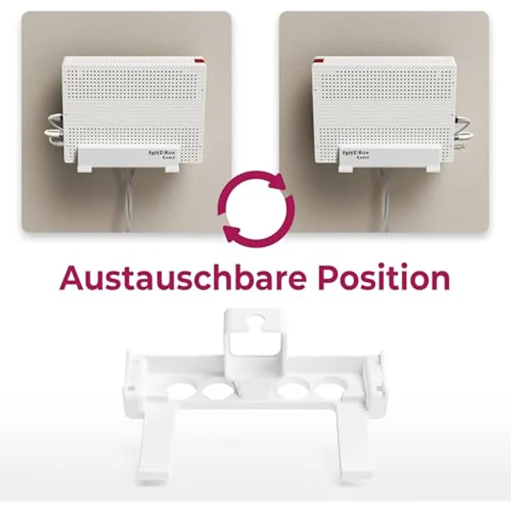 Mobilefox Wandhalterung & Steckdosenhalterung für FritzBox 6690/6591 Cable, schraubenlose Befestigung mit Netzteil-Halterung und integriertem Kabelmanagement, weiß – Bild 5