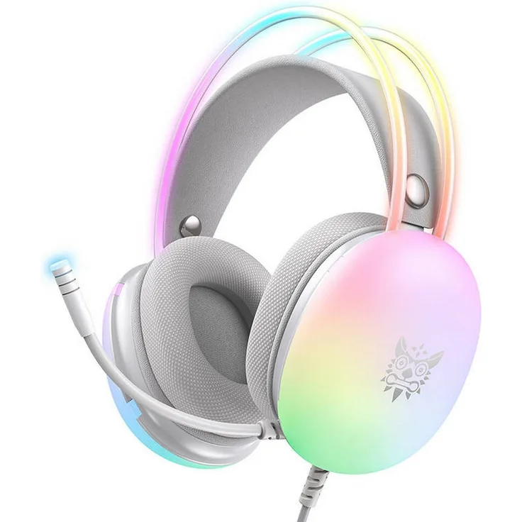 ONIKUMA X25 Grau, 3,5-mm-Gaming-Headset mit RGB-Beleuchtung und 3D-Stereo-Surround-Sound, ausziehbarem Mikrofon