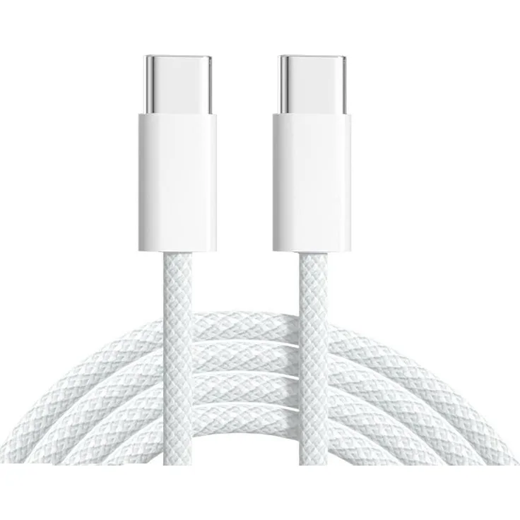 Ventarent Schnellladekabel USB-C auf USB-C, 1 Meter, Gewebt, Weiß - Kompatibel mit Samsung S25, S24, S23, S22, S21 Edge Ultra +, iPhone 17, 16, 15 Pro, Plus, Pro Max