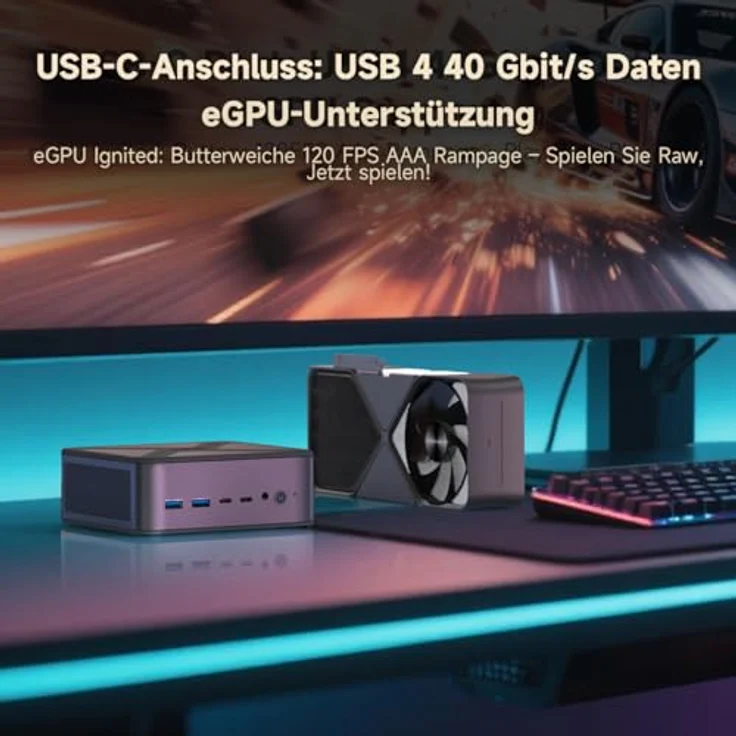ALLIWAVA GH8 Mini PC, AMD Ryzen 9 8945HS bis 5,2 GHz, 32 GB DDR5 RAM, 1 TB SSD, AMD Radeon 780M, Dual 2.5G LAN, USB4, 4K-Display-Unterstützung, Metall – Bild 4