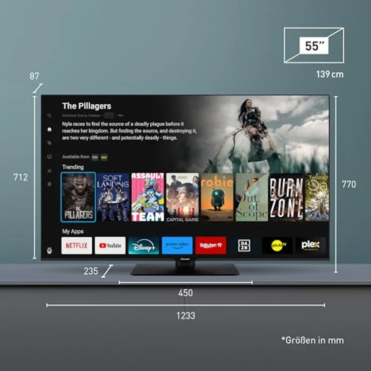 Panasonic TB-55W61AEZ, 55 Zoll LCD-TV mit Smart-TV-Funktionen, WLAN und 3 HDMI-Anschlüsse, schwarz – Bild 7