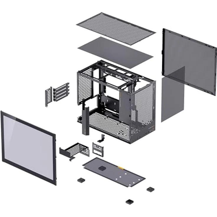 Jonsbo D32 PRO Black, Mini-PC-Gehäuse mATX mit Tempered Glass, unterstützt bis zu 6 Lüfter und 4 Datenträger - schwarz – Bild 7