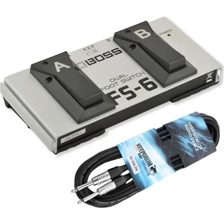 Boss by Roland Boss Doppelfußschalter FS-6 mit Klinkenkabel, 2 unabhängige Pedale, robustes Metallgehäuse, ideal für Live- und Studioanwendungen
