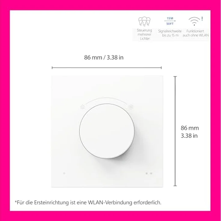WIZ WiZ Dial Switch USB Schalter, kabelloser Lichtschalter mit dimmbarem Drehregler, Weiß – Bild 3