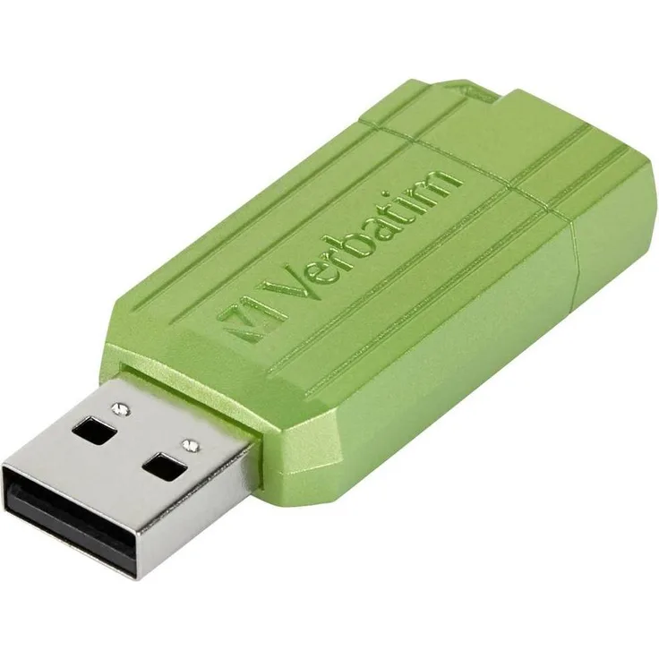 Verbatim PinStripe USB-Stick 128GB, USB 2.0 - Eucalyptus Green, praktischer Schiebemechanismus, leicht und kompakt