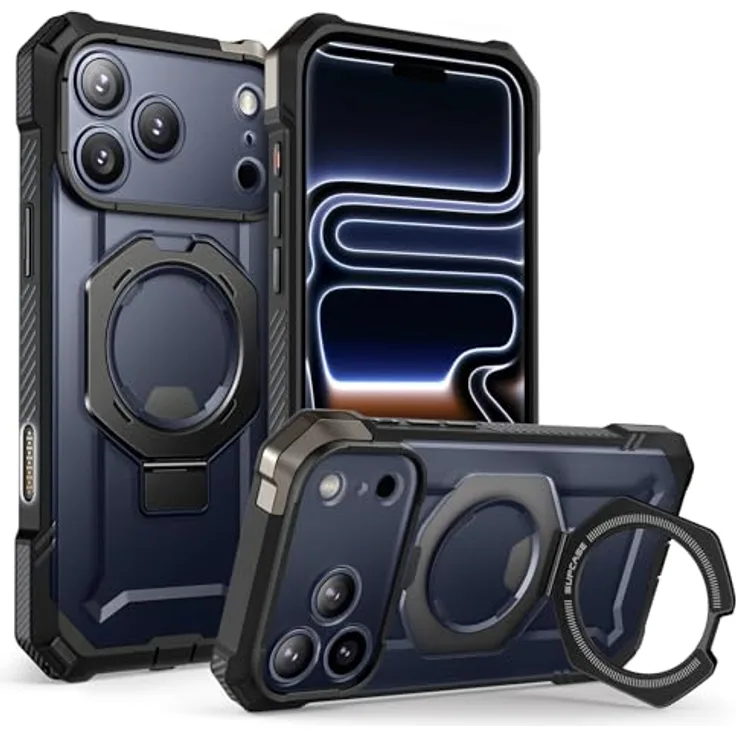 SUPCASE iPhone 17 Pro Max Hülle (Unicorn Beetle Grip), Militärstandard Fallenschutz, Slim Design mit Ringhalter, MagSafe kompatibel, Schwarz