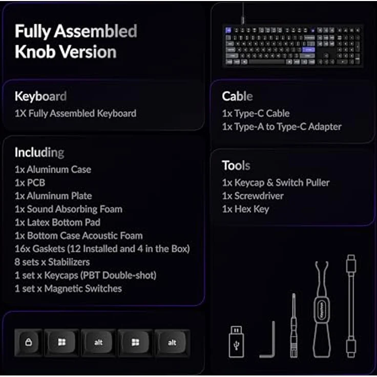 Keychron Q6 HE, Kabelgebundene Hall-Effekt-Tastatur mit Hot-Swap-fähigen Schnellauslöser-Magnetschaltern, 8000 Hz Polling-Rate, Full-Size Layout, Aluminium, Custom RGB, Schwarz für Mac, Windows, Linux – Bild 9